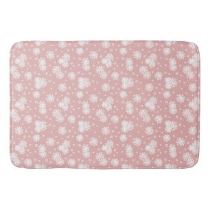 Tapete De Banheiro Pontos e Visitas - Rosa e Branco