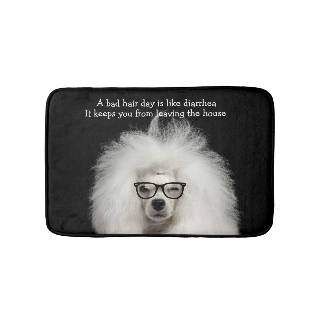 Tapete De Banheiro Poodle Branca Engraçado Diarreia Bath Mat (frente)