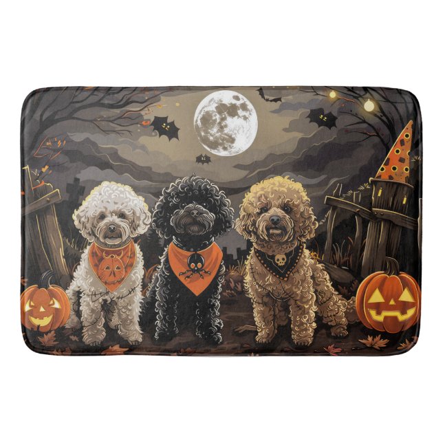 Tapete De Banheiro Poodle Halloween Spooky (Frente)