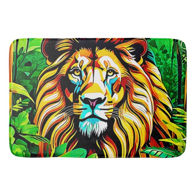 Tapete De Banheiro Pop de Arte do Leão Selva (Frente)