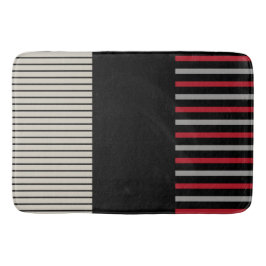 Tapete De Banheiro Pop de cor - Stripes vermelhas, Cinzas, preto e br