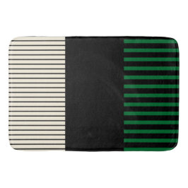 Tapete De Banheiro Pop de faixas de cor - verde, creme e preto