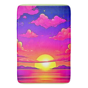 Tapete De Banheiro Pôr do sol rosa e roxo
