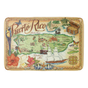 Tapete De Banheiro Porto Rico Ilustrou Mapa Bath Mat Rug