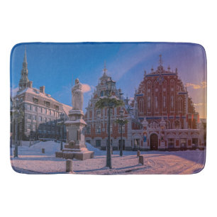 Tapete De Banheiro Praça da Prefeitura de Riga no inverno