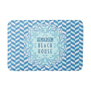 Tapete De Banheiro Praia Art Deco Shell e Herringbone personalizados