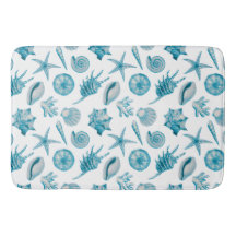 Praia Costeira Aquarela Conchas Azul Água Turquesa