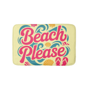 Tapete De Banheiro Praia Por Favor Gráfico Retro: Tipografia Rosa