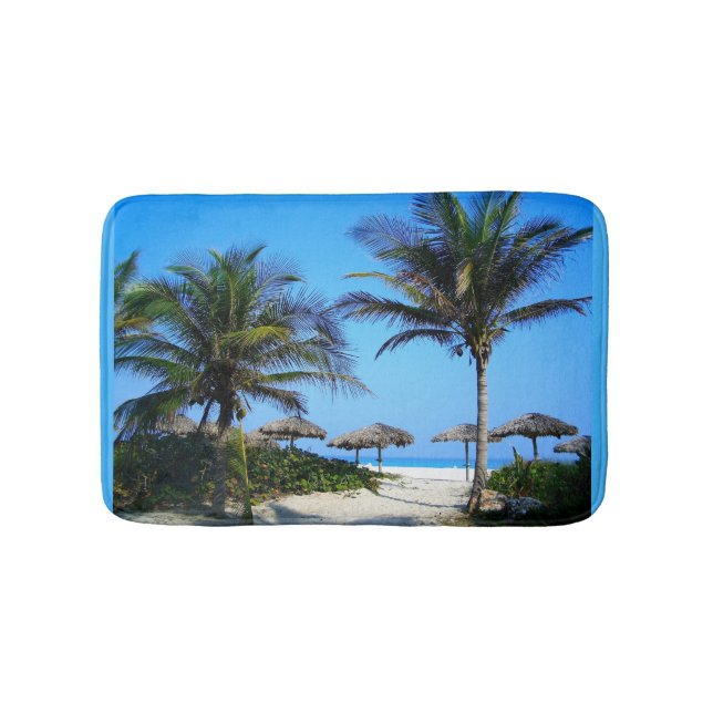 Tapete De Banheiro Praia Sandy com Palmeiras e Vista Oceânica (frente)