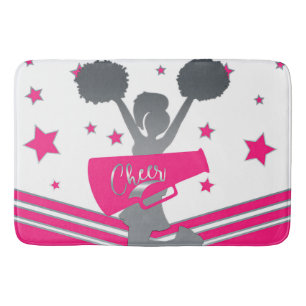 Tapete De Banheiro Prata branca rosa quente Stars Cheer Head