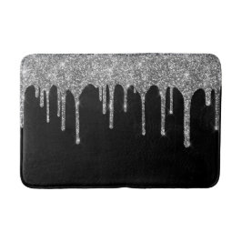 Tapete De Banheiro Prateado Chic Brilho Gotas Brilha Preto