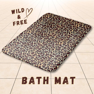 Tapete De Banheiro Prato Castanho-Leopardo -