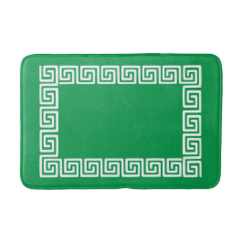 Tapete De Banheiro Preppy Greek Key – Green & White