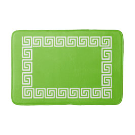 Tapete De Banheiro Preppy Greek Key – Lime Green & White