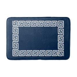 Tapete De Banheiro Preppy Greek Key – Navy & White