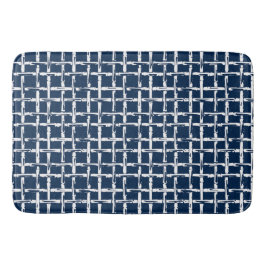 Tapete De Banheiro Preppy Square Lattice – Coordinating Navy
