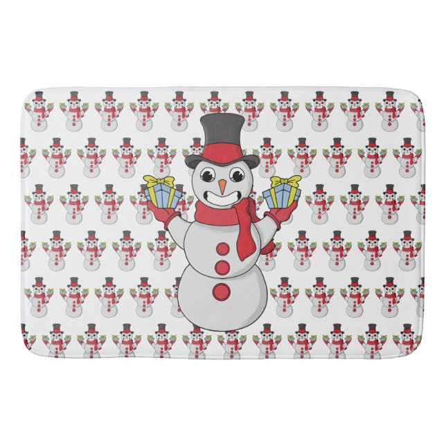 Tapete De Banheiro Presentes de Snowman (Frente)