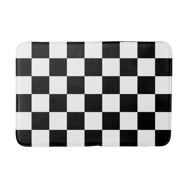 Tapete De Banheiro Preto e branco clássico verificado (Frente)