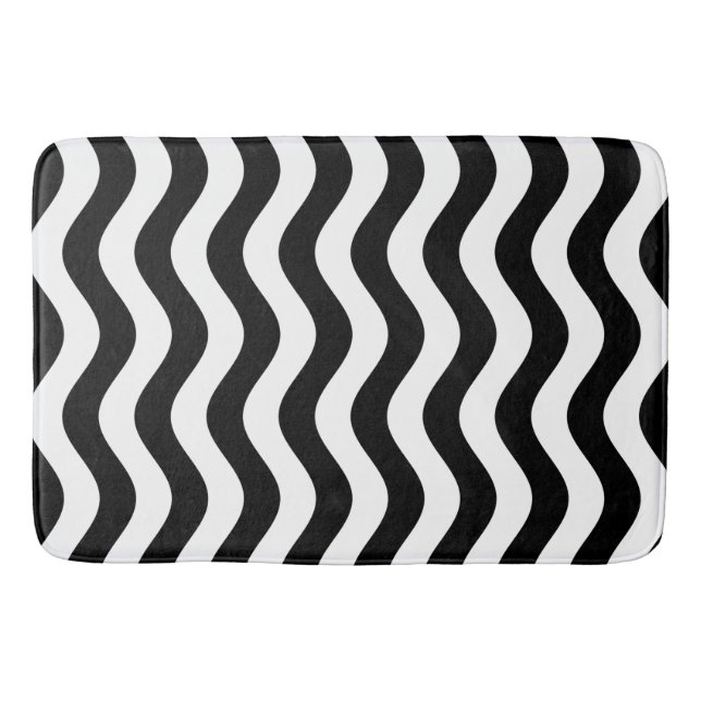 Tapete De Banheiro Preto e Branco com risca (Frente)