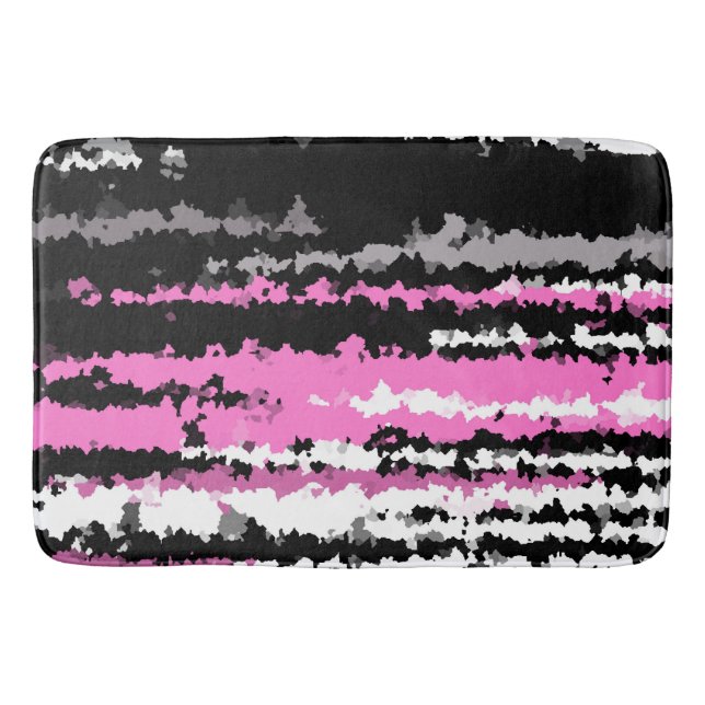Tapete De Banheiro preto e branco rosa (Frente)