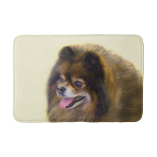 Tapete De Banheiro Preto e Tan de Pomeranian que pintam a arte