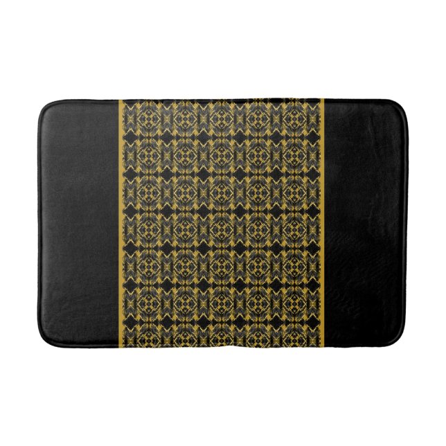 Tapete De Banheiro Preto Elegante e Dourado (Frente)