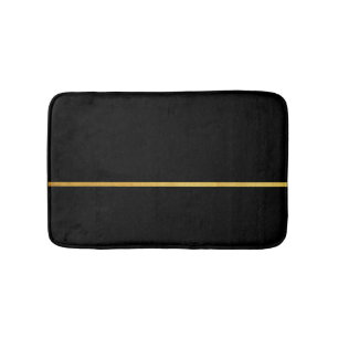Tapete De Banheiro Preto lustroso com listra Dourado