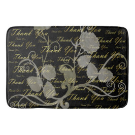 Tapete De Banheiro preto, ouro, prata, obrigado, flores, floral,