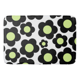 Tapete De Banheiro Preto Whimsso e Verde limão Floral Cheio