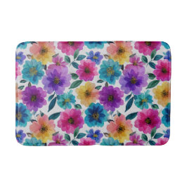 Tapete De Banheiro Primavera Flor Blossomas Watercolor Padrão Floral