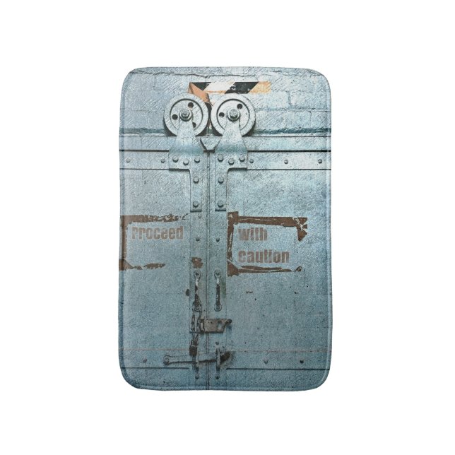 Tapete De Banheiro Prossiga com a porta industrial de cinzas azuis de (Frente Vertical)