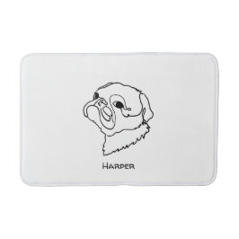 Tapete De Banheiro Pug de Arte de Linha Personalizável