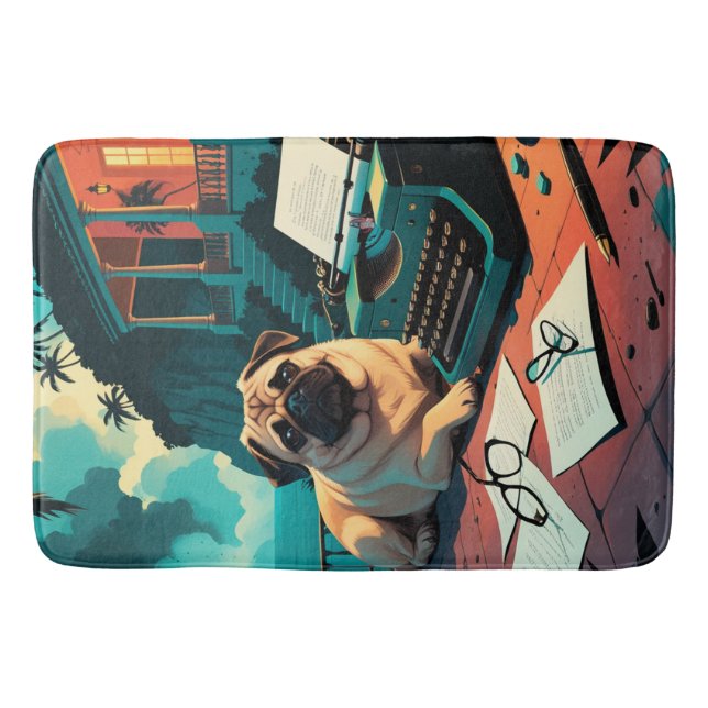 Tapete De Banheiro Pug Dog gentleman vintage (Frente)