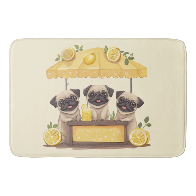 Tapete De Banheiro Pug Dogs Lemonade Stand (Frente)