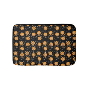 Tapete De Banheiro Pumpkin Candy Balde Padrão Laranja Negro