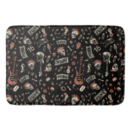 Tapete De Banheiro Punk Rock Pattern - Negrito e rebelde