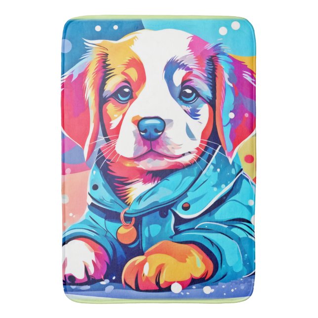 Tapete De Banheiro Puppy com Design Casaco azul (Frente Vertical)