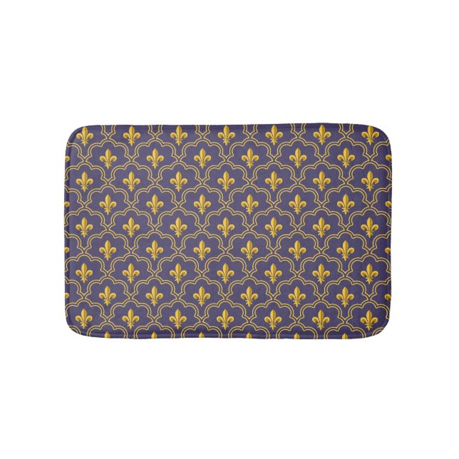 Tapete De Banheiro Purple and gold fleur-de-lys quatrefoil pattern (frente)