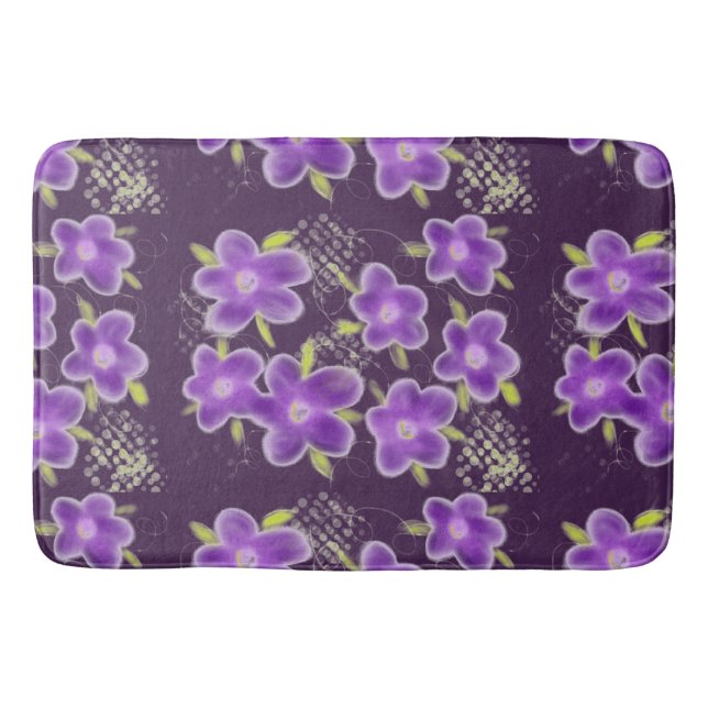 Tapete De Banheiro Purple E Mauve Floral (Frente)