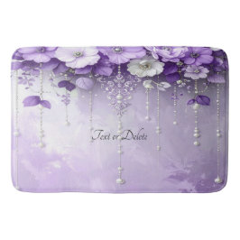 Tapete De Banheiro Purple Flowers with Dangling Pearls Bath Mat