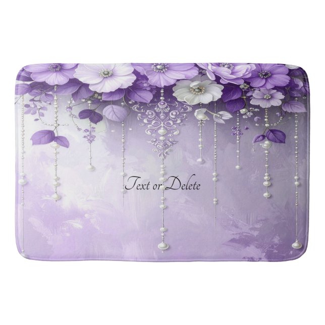 Tapete De Banheiro Purple Flowers with Dangling Pearls Bath Mat (Frente)
