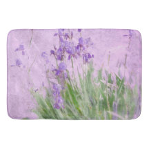 Purple Iriss Watercolor Bath Mat