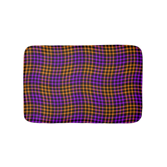 Tapete De Banheiro Purple Orange Plaid Checker Seamless Pattern (frente)