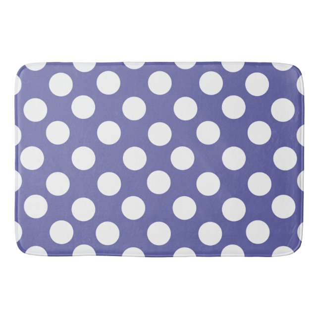 Tapete De Banheiro purple periwinkle white polka dots (Frente)