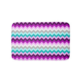 Tapete De Banheiro Purple White Teal Chevrons Small Bath Mat