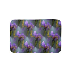 Tapete De Banheiro Púrpura Azul Sinalizador Iris Flores Natureza Pad