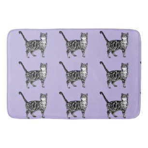 Tapete De Banheiro Púrpura Tabby Cat Cute Cats Art Mat