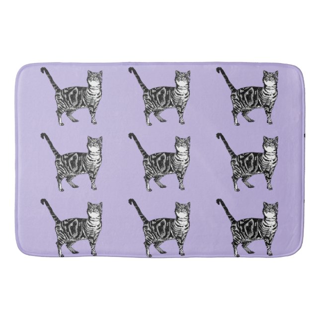 Tapete De Banheiro Púrpura Tabby Cat Cute Cats Art Mat (Frente)