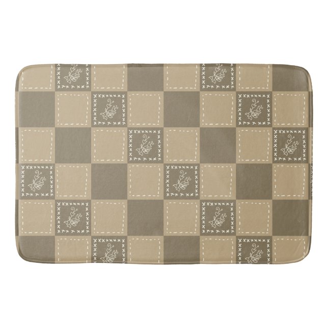 Tapete De Banheiro Quadrados de flor de rabo mosaico (Frente)