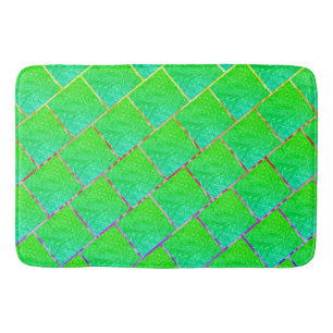Tapete De Banheiro Quadrados verde azulado, linhas de três núcleos.